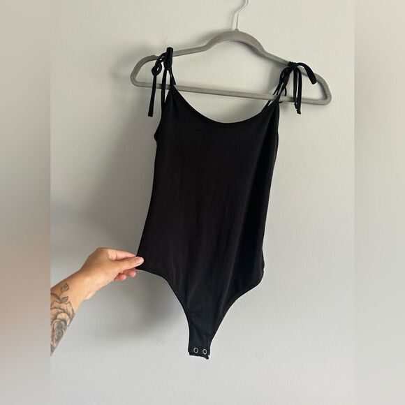 pacsun me to we tie strap tank top black bodysuit size XS - Picture 2 of 7
